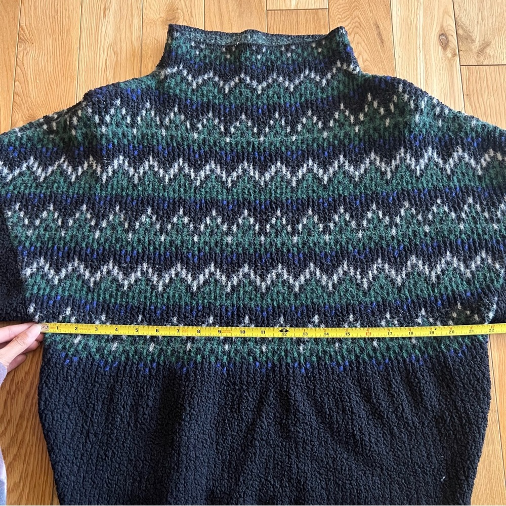 Pilcro Anthropologie Selene Zig Zag Sweater Navy Blue Green Oversized Womens Med - Picture 5 of 7